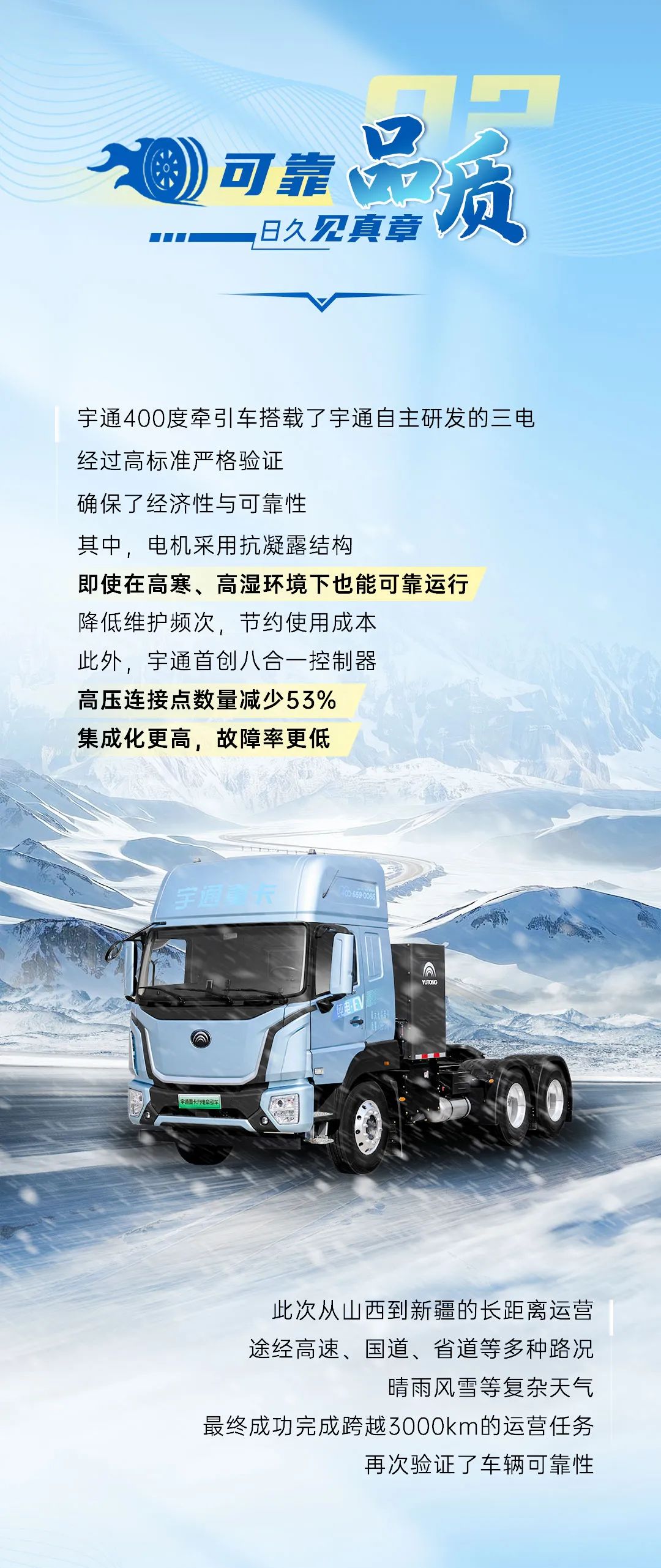 跑贏每一度 | 開(kāi)拓3000km運(yùn)距路線，宇通400度牽引車憑什么?